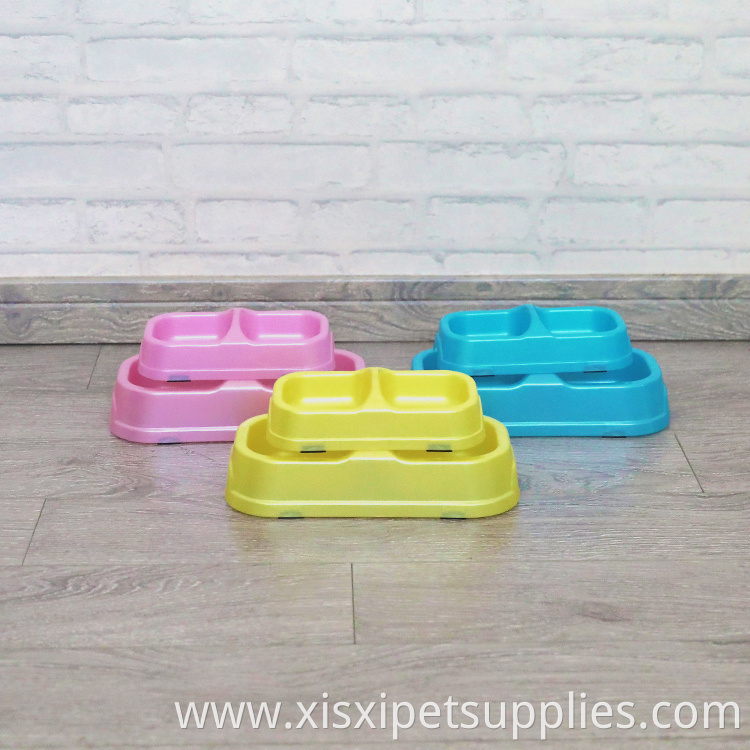 Inexpensive Square Double Pet Bowl Durable Fancy Safety Wholesale Dog Bowl Plastic